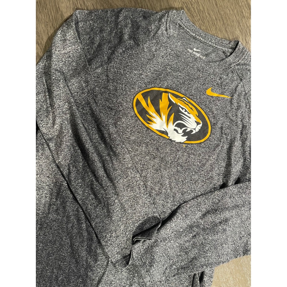 Nike Women Large Gray Mizzou Tigers Long Sleeve Performance Tee Missouri Raglan